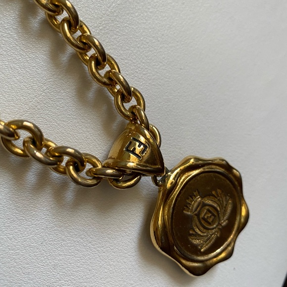 FENDI GOLD FF logo charm NECKLACE - Picture 6 of 8